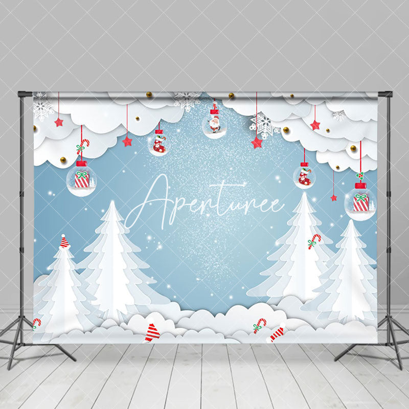 Aperturee - Aperturee Simple White Christmas Tree Scene Holiday Backdrop