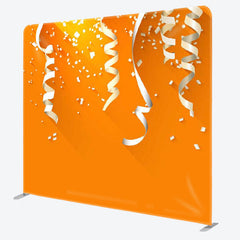 Aperturee - Aperturee Simple White Ribbon Orange Fabric Backdrop For Birthday