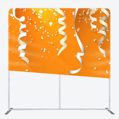 Aperturee - Aperturee Simple White Ribbon Orange Fabric Backdrop For Birthday