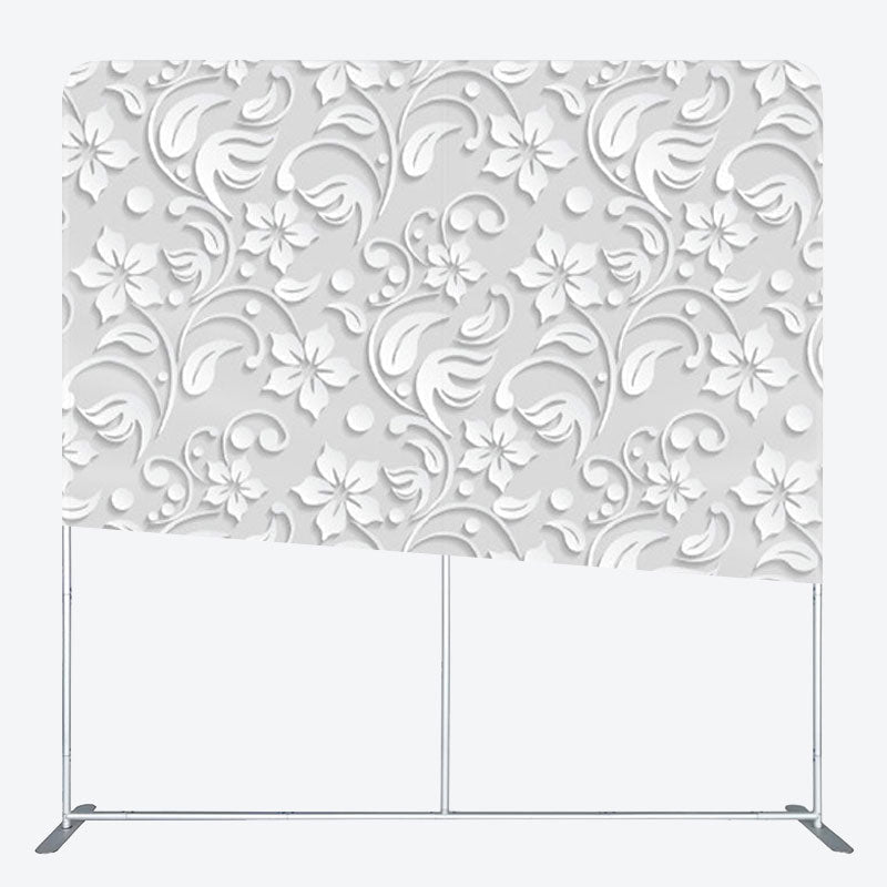 Aperturee - Aperturee Simple White Spiral Floral Backdrop Cover For Decor