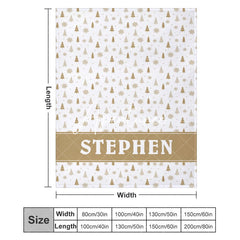 Aperturee - Aperturee Simple Winter Christmas Tree Personalized Name Blanket