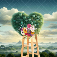 Aperturee - Aperturee Sky Cloud Greenery Heart Hot Air Balloon Backdrop