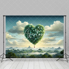 Aperturee - Aperturee Sky Cloud Greenery Heart Hot Air Balloon Backdrop