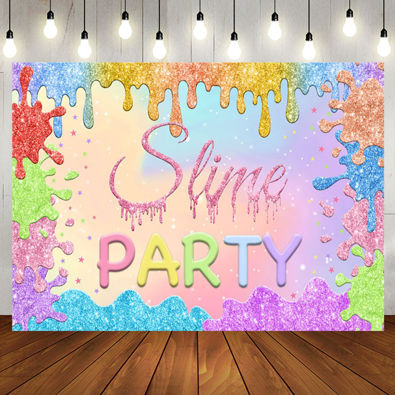 Aperturee - Aperturee Slime Party Glitter Graffiti Themed Backdrop