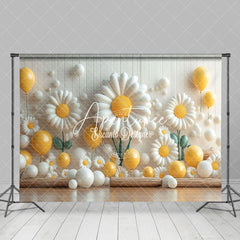 Aperturee - Aperturee Small Yellow Spring Flowers Cake Smash Photo Backdrop