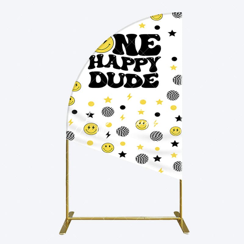 Aperturee - Aperturee Smile Emoticon One Happy Dude Birthday Half Moon Arch Backdrop