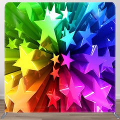 Aperturee - Aperturee Smooth Multi Color Stars Fabric Party Backdrop Cover