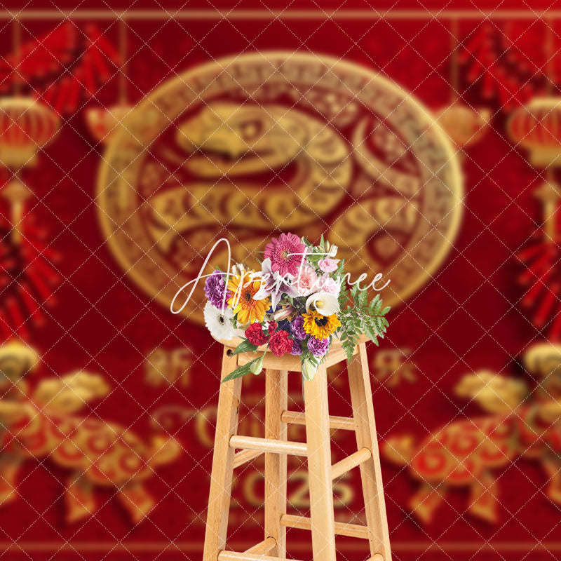 Aperturee - Aperturee Snake Chinese New Year Red Spring Festival Backdrop