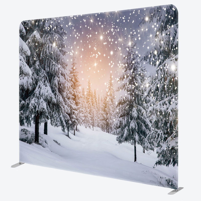 Aperturee - Aperturee Snow Landscape Pine Tree Forest Pillow Case Backdrop