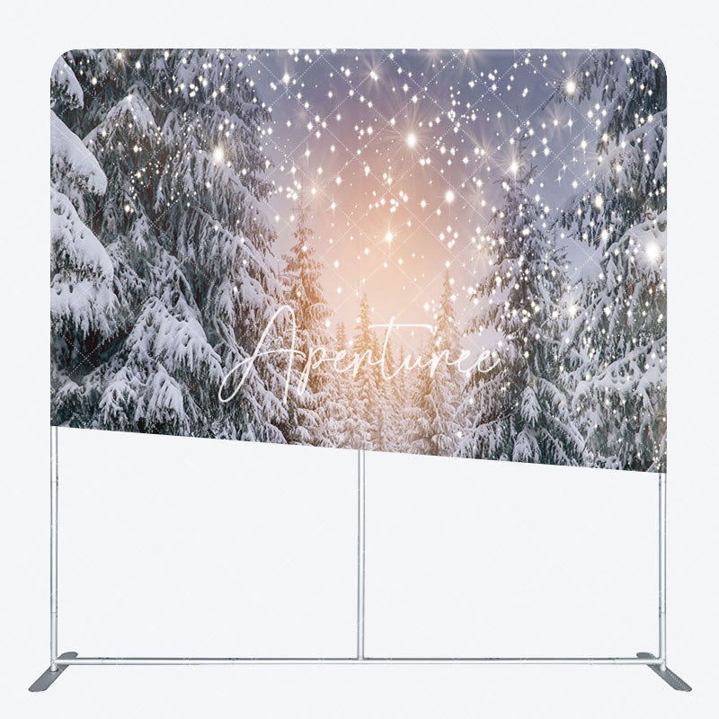 Aperturee - Aperturee Snow Landscape Pine Tree Forest Pillow Case Backdrop