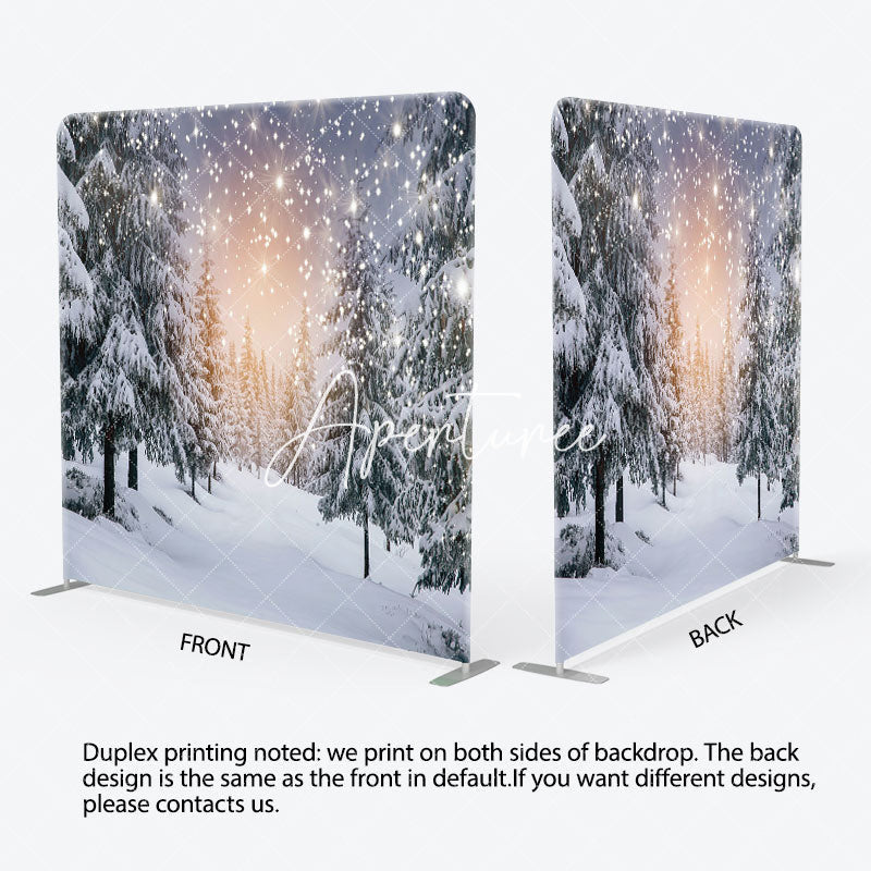 Aperturee - Aperturee Snow Landscape Pine Tree Forest Pillow Case Backdrop