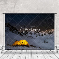 Aperturee - Aperturee Snow Mountain Night Camping Star Sky Winter Backdrop