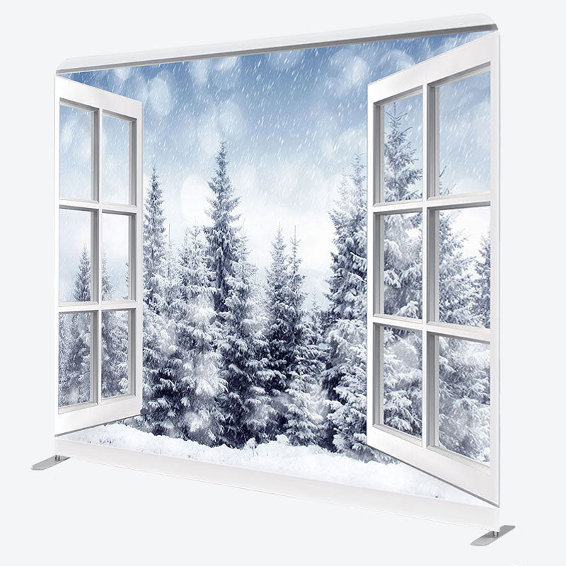 Aperturee - Aperturee Snow Outside The Window Fabric Backdrop Cover for Winter