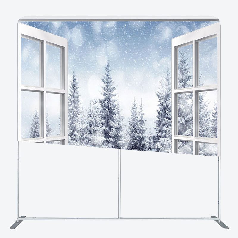 Aperturee - Aperturee Snow Outside The Window Fabric Backdrop Cover for Winter