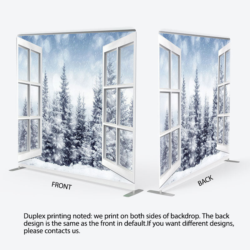 Aperturee - Aperturee Snow Outside The Window Fabric Backdrop Cover for Winter