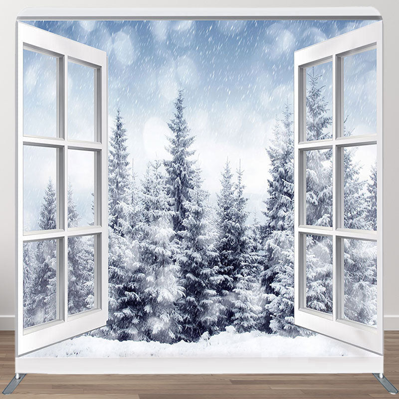 Aperturee - Aperturee Snow Outside The Window Fabric Backdrop Cover for Winter