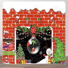 Aperturee - Aperturee Snow Red Brick Wall Socks Merry Christmas Backdrop