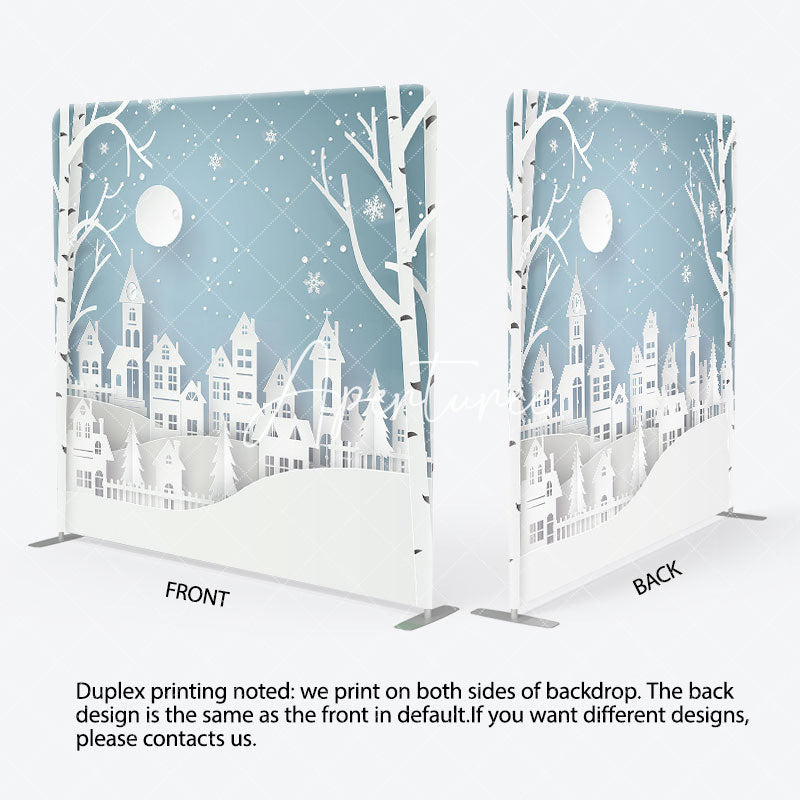 Aperturee - Aperturee Snow Scenery White Papercut Tension Fabric Backdrop