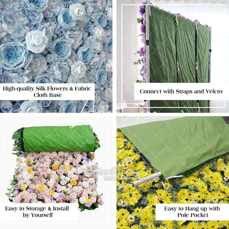 Aperturee - Aperturee Snow White Rose Fuax Outdoor Garden Flower Wall Panels