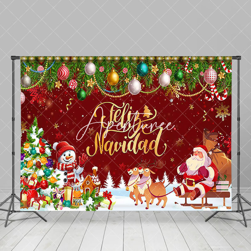 Aperturee - Aperturee Snow Winter Santa Claus Trees Feliz Navidad Backdrop