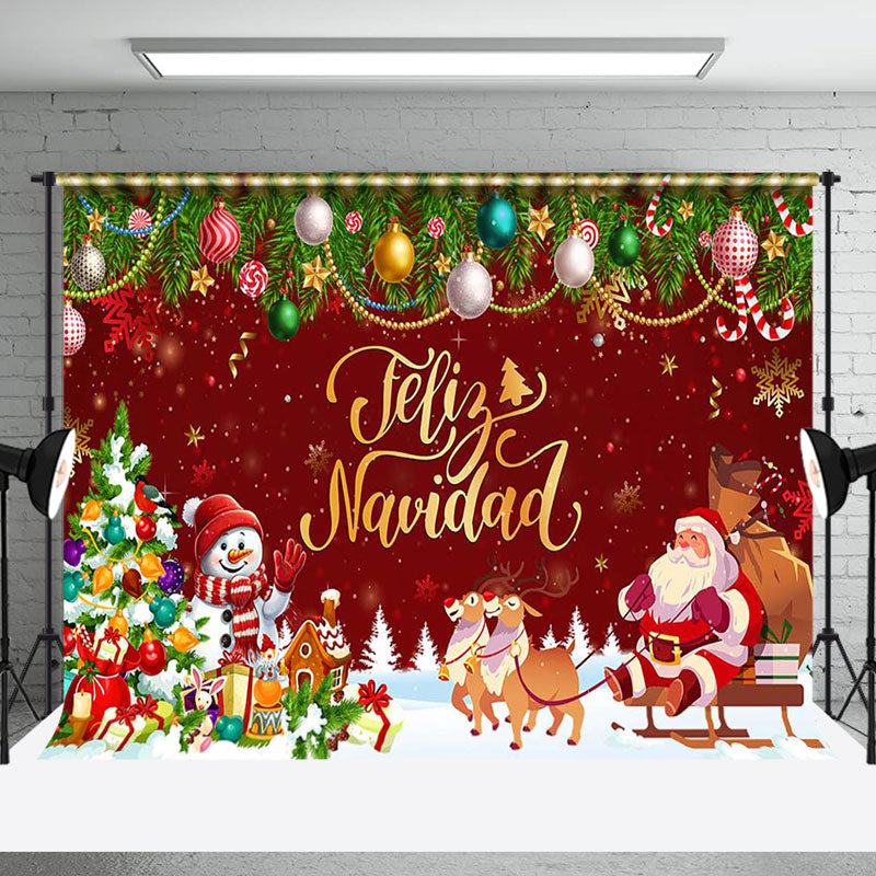 Aperturee - Aperturee Snow Winter Santa Claus Trees Feliz Navidad Backdrop