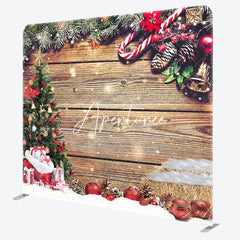 Aperturee - Aperturee Snow Wood Merry Christmas Double-Sided Square Backdrop