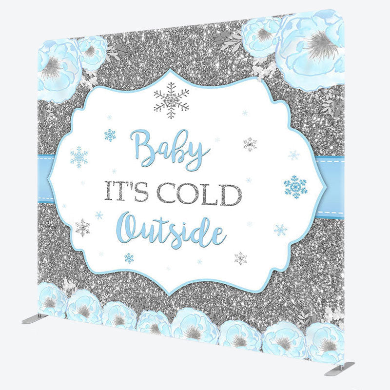 Aperturee - Aperturee Snowflake Blue Fabric Backdrop Cover for Baby Shower