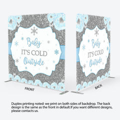 Aperturee - Aperturee Snowflake Blue Fabric Backdrop Cover for Baby Shower