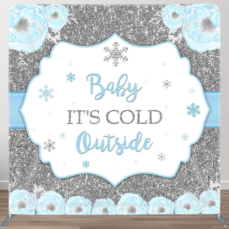 Aperturee - Aperturee Snowflake Blue Fabric Backdrop Cover for Baby Shower