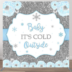 Aperturee - Aperturee Snowflake Blue Fabric Backdrop Cover for Baby Shower