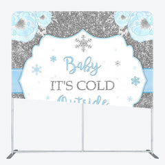 Aperturee - Aperturee Snowflake Blue Fabric Backdrop Cover for Baby Shower