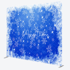 Aperturee - Aperturee Snowflake Dark Blue Christmas Pillow Case Backdrop