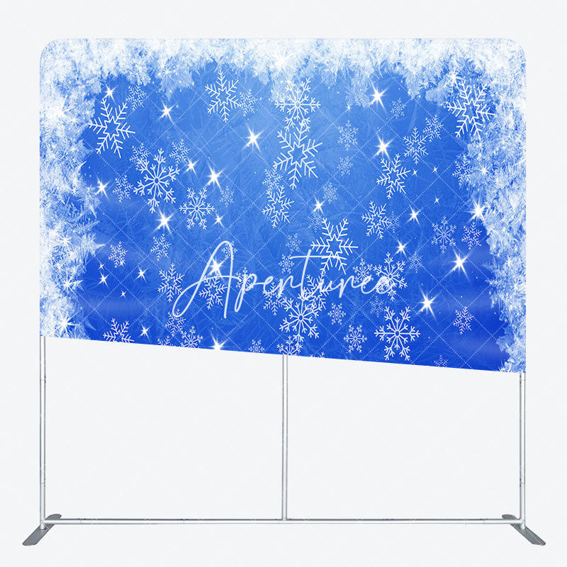 Aperturee - Aperturee Snowflake Dark Blue Christmas Pillow Case Backdrop