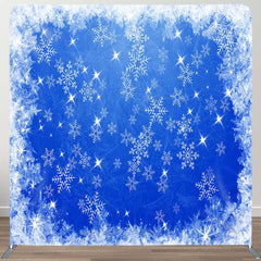 Aperturee - Aperturee Snowflake Dark Blue Christmas Pillow Case Backdrop