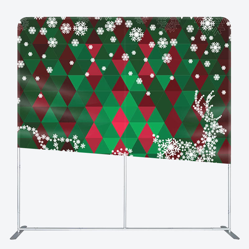 Aperturee - Aperturee Snowflake Deer Sleigh Green Plaid Christmas Backdrop