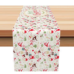 Aperturee - Aperturee Snowflake Elk Candy Repeat Christmas Table Runner