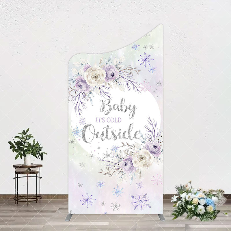 Aperturee - Aperturee Snowflake Floral Baby Is Cold Outside Arch Backdrop