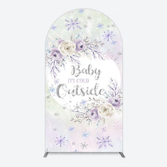 Aperturee - Aperturee Snowflake Floral Baby Is Cold Outside Arch Backdrop