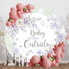 Aperturee - Aperturee Snowflake Floral Round Baby Its Cold Outside Backdrop