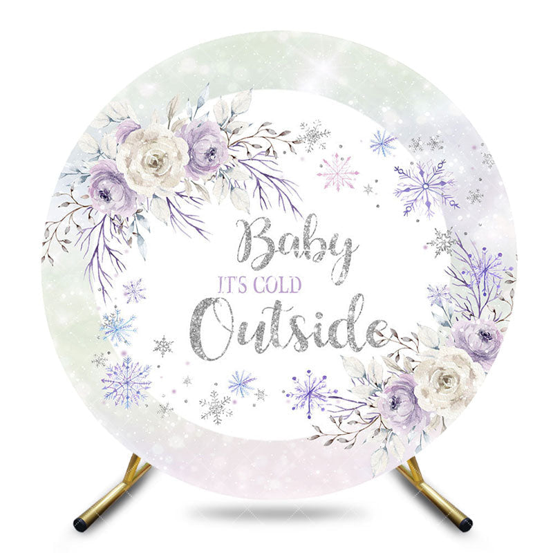 Aperturee - Aperturee Snowflake Floral Round Baby Its Cold Outside Backdrop