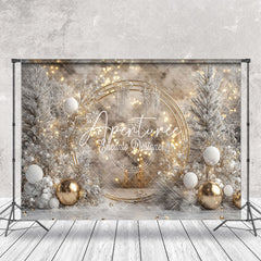 Aperturee - Aperturee Snowflake Gold Bells Pine Leaves Christmas Backdrop