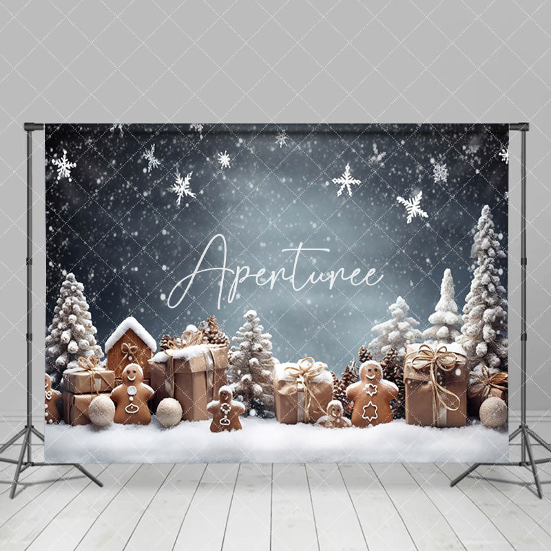 Aperturee - Aperturee Snowflake Holiday Night Christmas Scene Backdrop