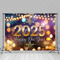 Aperturee - Aperturee Snowflake Light String 2025 Happy New Year Backdrop