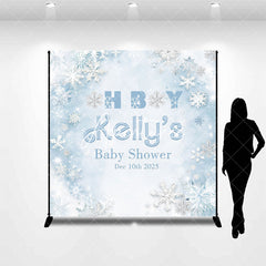 Aperturee - Aperturee Snowflake Oh Boy Custom Name Baby Shower Backdrop