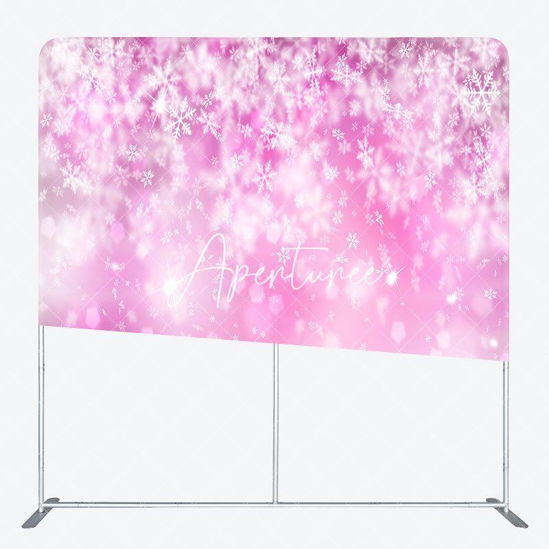 Aperturee - Aperturee Snowflake Pink Bokeh Christmas Pillow Case Backdrop