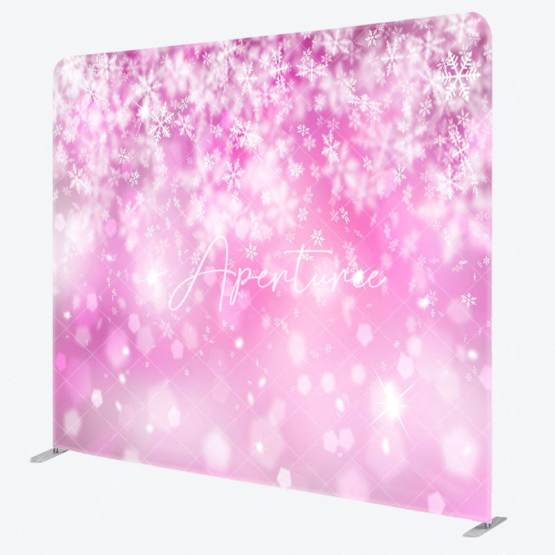 Aperturee - Aperturee Snowflake Pink Bokeh Christmas Pillow Case Backdrop