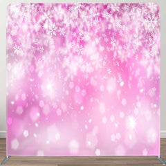 Aperturee - Aperturee Snowflake Pink Bokeh Christmas Pillow Case Backdrop