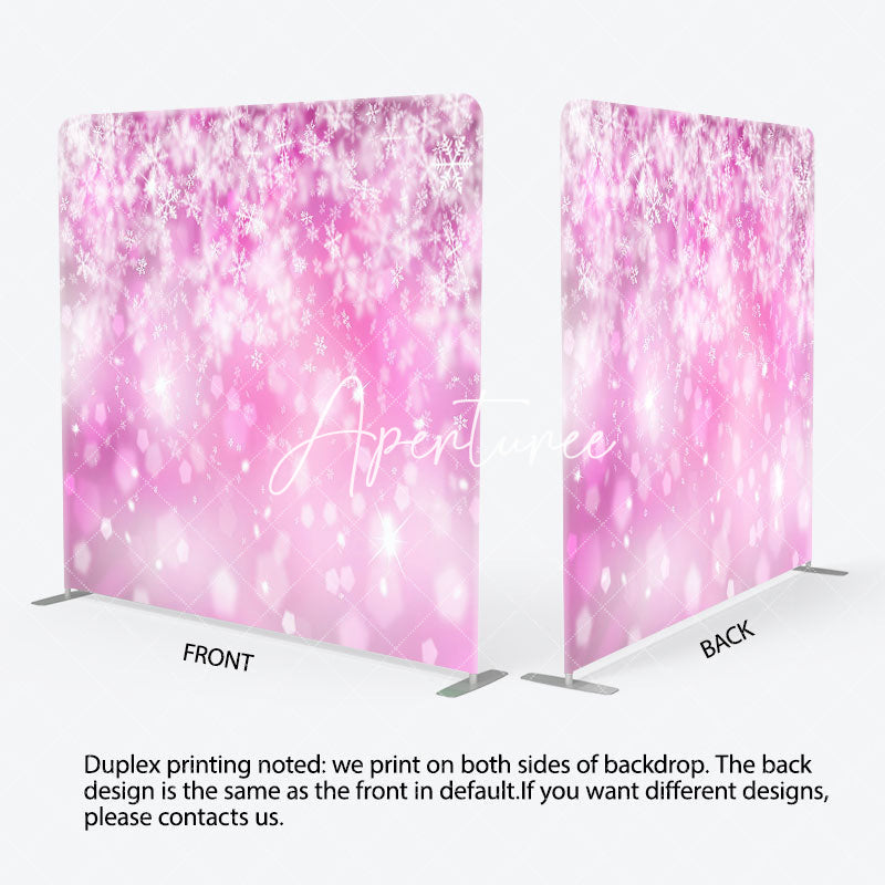 Aperturee - Aperturee Snowflake Pink Bokeh Christmas Pillow Case Backdrop