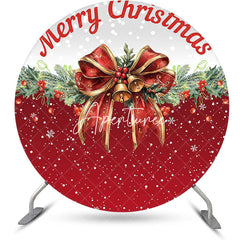 Aperturee - Aperturee Snowflake Red Bow Tie Round Merry Christmas Backdrop