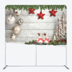 Aperturee - Aperturee Snowflake Snowman Wooden Christmas Square Backdrop